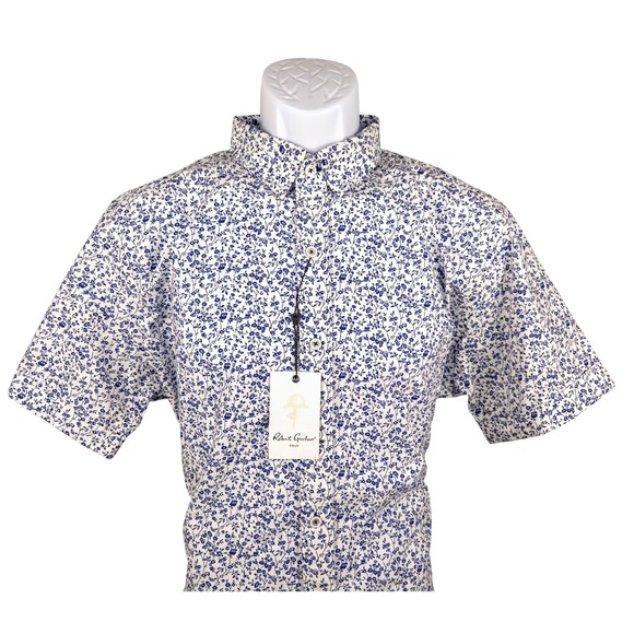 Robert Graham Bassel Floral Print Short Sleeve Button Down Shirt - Picture 1 of 10